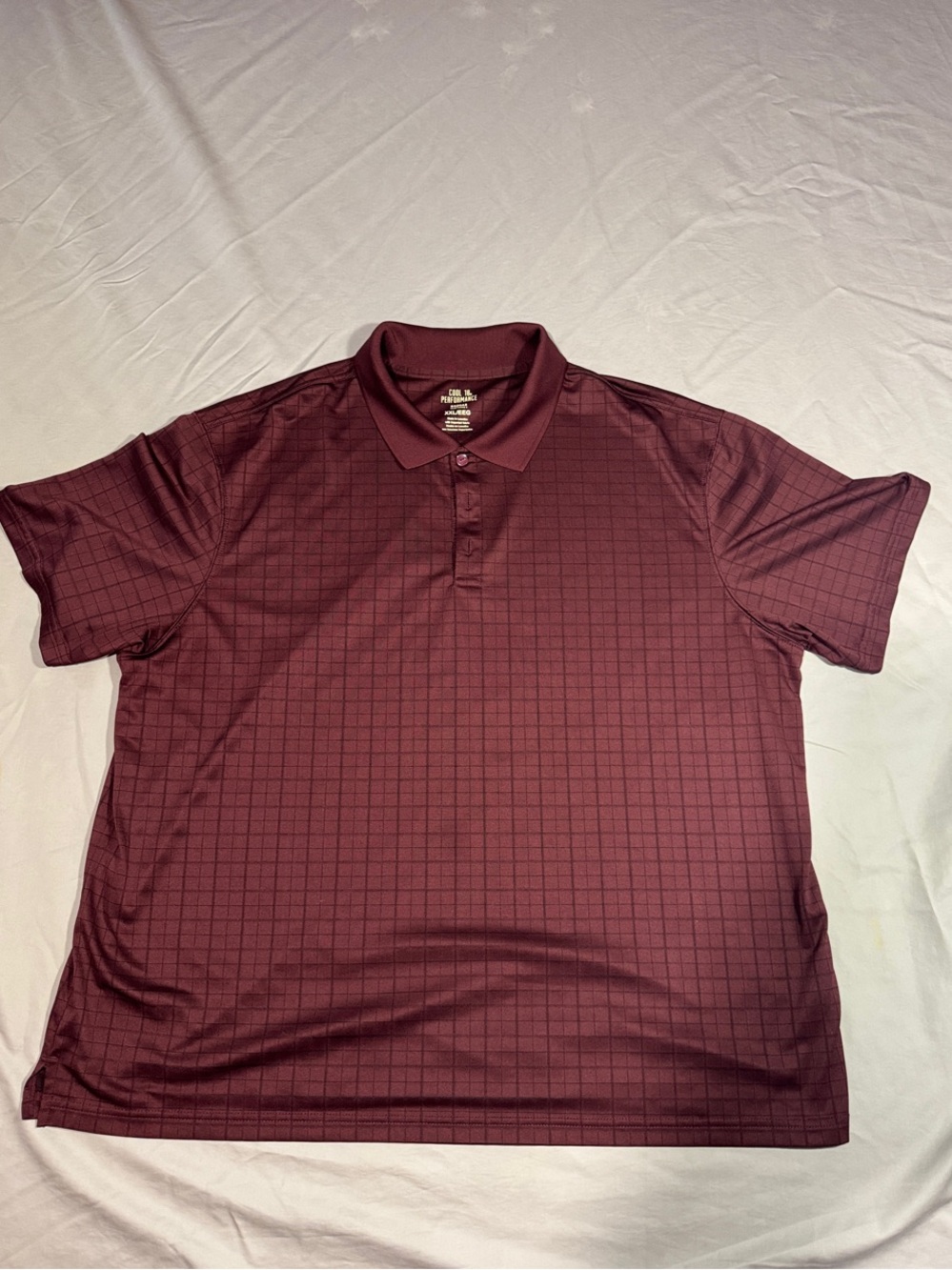 Haggar Men's Polo Shirt in Burgundy with Grid